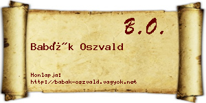 Babák Oszvald névjegykártya